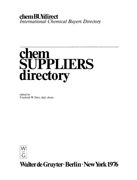 Cover image for book ChemSUPPLIERSdirectory