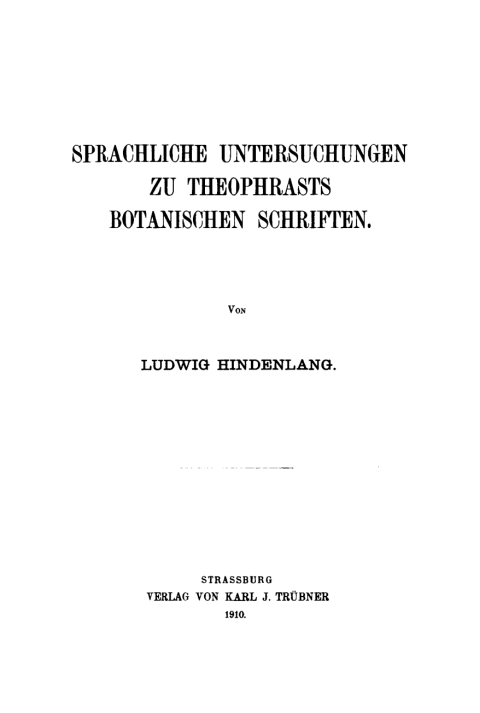 Cover image for book Sprachliche Untersuchungen zu Theophrasts botanischen Schriften