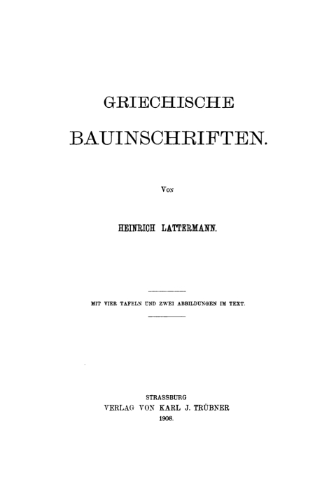 Cover image for book Griechische Bauinschriften