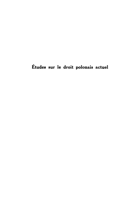 Cover image for book Études sur le droit polonais actuel