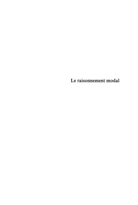 Cover image for book Le raisonnement modal