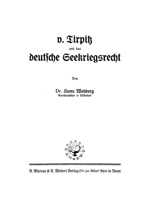Cover image for book v. Tirpitz und das deutsche Seekriegsrecht