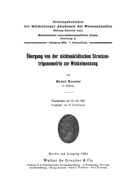 Cover image for book Übergang von der nichteuklidischen Streckentrigonometrie zur Winkelmessung