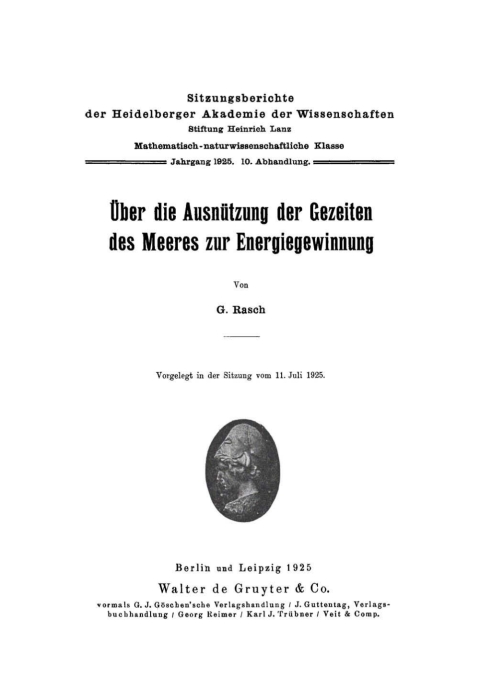 Cover image for book Über die Ausnützung der Gezeiten des Meeres zur Energiegewinnung