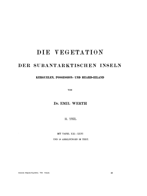 Cover image for book Botanik, Heft 3: Die Vegetation der subantarktischen Inseln Kerguelen, Possession- und Heard-Eiland, Teil 2