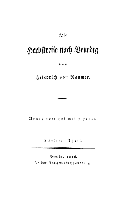 Cover image for book Friedrich von Raumer: Die Herbstreise nach Venedig. Teil 2