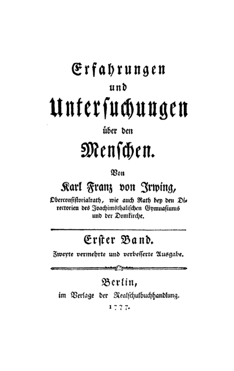 Cover image for book Erfahrungen und Untersuchungen über den Menschen. Erster Band