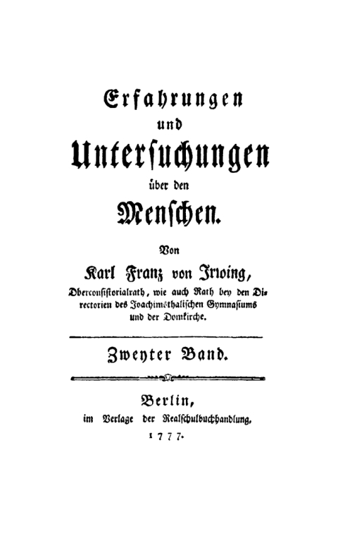 Cover image for book Erfahrungen und Untersuchungen über den Menschen. Zweyter Band
