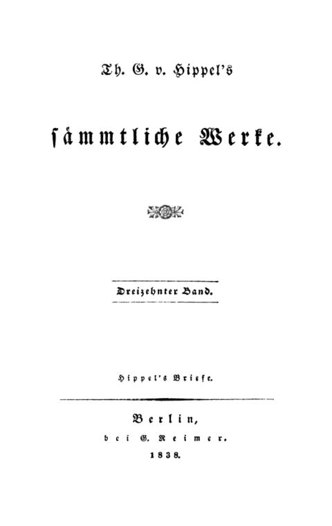 Hippelâs Briefe 