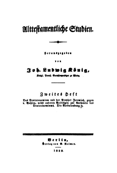 Cover image for book Das Deuteronomium und der Prophet Jeremiah, gegen v. Bohlen, nebst anderen Beiträgen zur Authentie des Deuteronomiums ...