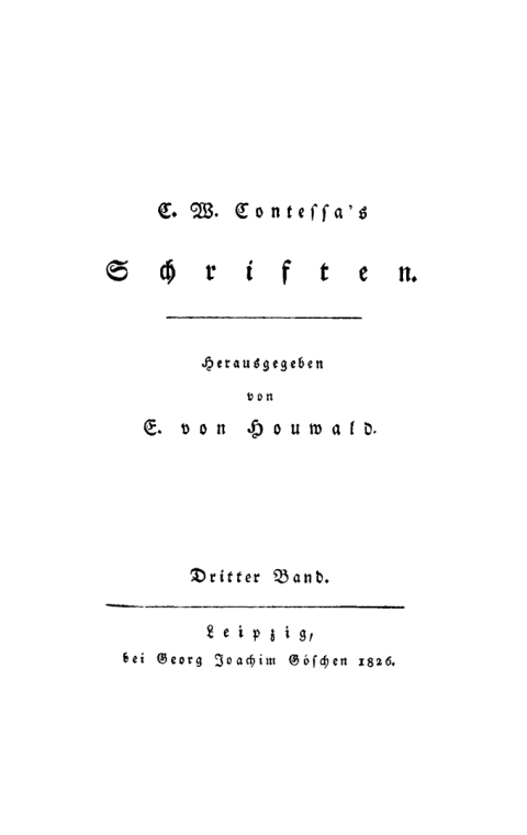 Cover image for book Carl Wilhelm Salice Contessa: Schriften. Band 3