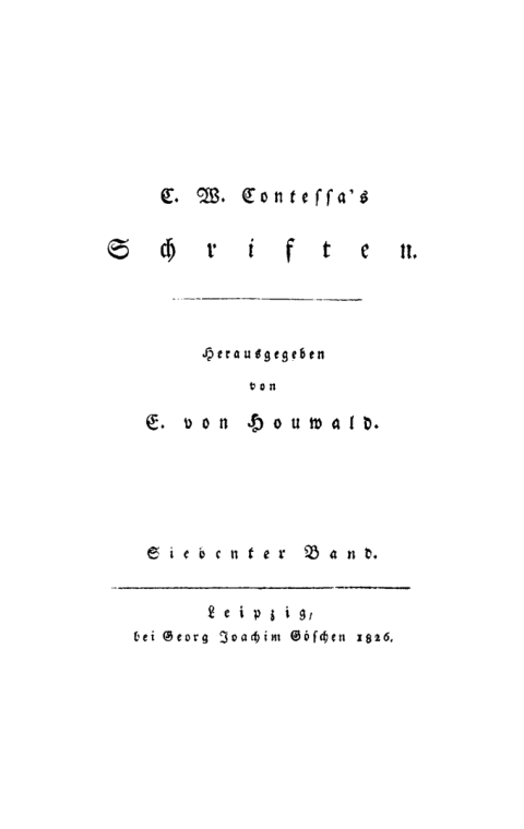 Cover image for book Carl Wilhelm Salice Contessa: Schriften. Band 7