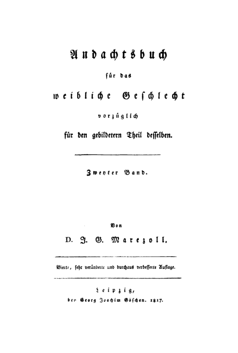 Cover image for book J. G. Marezoll: Andachtsbuch für das weibliche Geschlecht vorzüglich für den gebildetern Theil desselben. Band 2