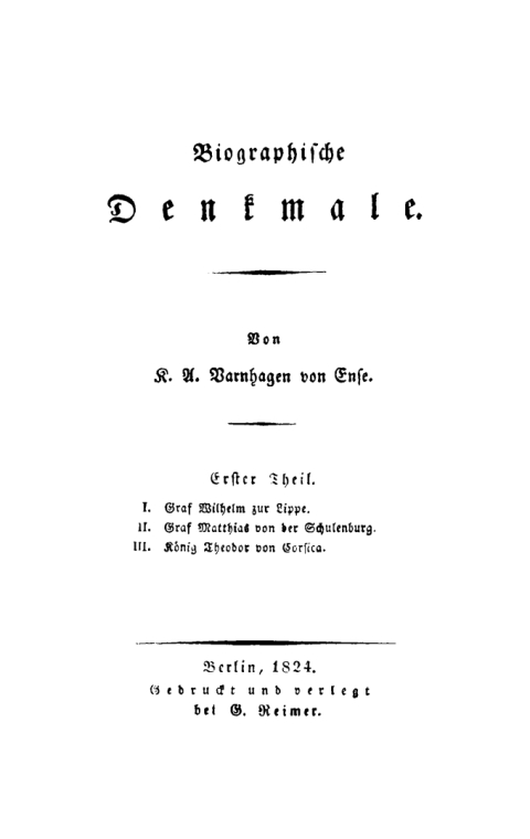 Cover image for book Graf Wilhelm zur Lippe. Graf Matthias von der Schulenburg. König Theodor von Corsica