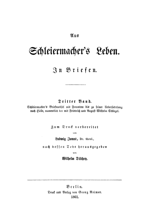 Cover image for book Schleiermacher's Briefwechsel mit Freunden bis zu seiner Uebersiedelung nach Halle, namentlich der mit Friedrich und August Wilhelm Schlegel