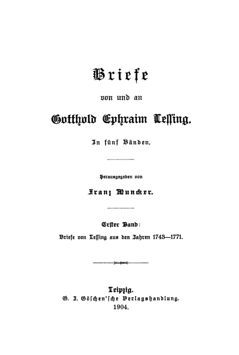 Cover image for book Briefe von Lessing aus den Jahren 1743–1771