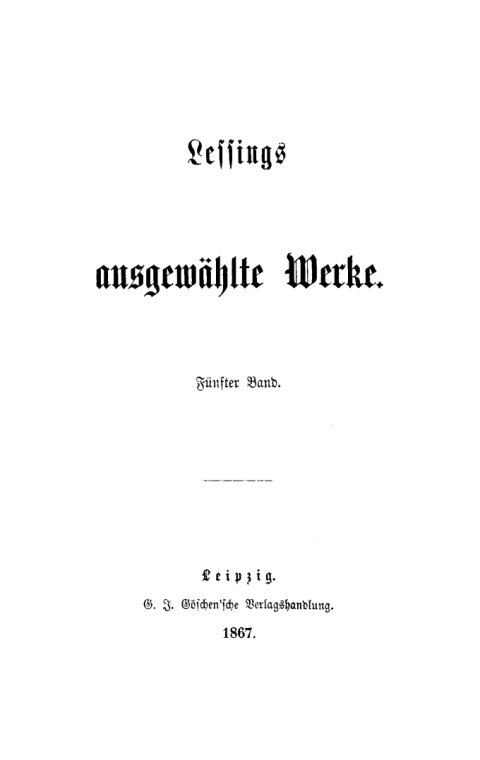 Cover image for book G. E. Lessing: Lessing’s ausgewählte Werke. Band 5