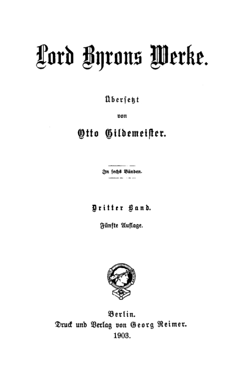 Cover image for book George Gordon Byron: Lord Byron’s Werke. Band 3