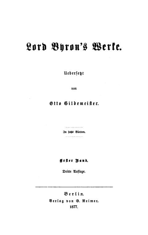 Cover image for book George Gordon Byron: Lord Byron’s Werke. Band 1
