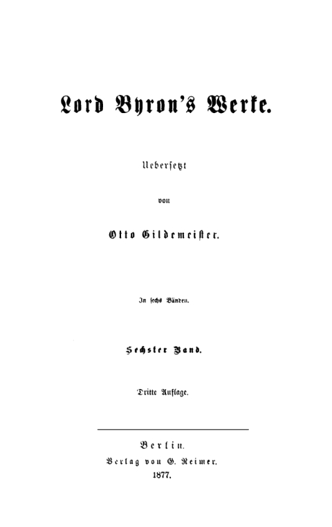 Cover image for book George Gordon Byron: Lord Byron’s Werke. Band 6