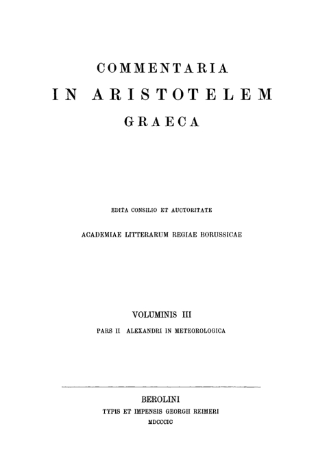 Cover image for book Alexandri in Aristotelis Meteorologicorum libros commentaria