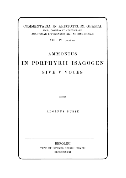 Cover image for book In Porphyrii Isagogen sive V voces