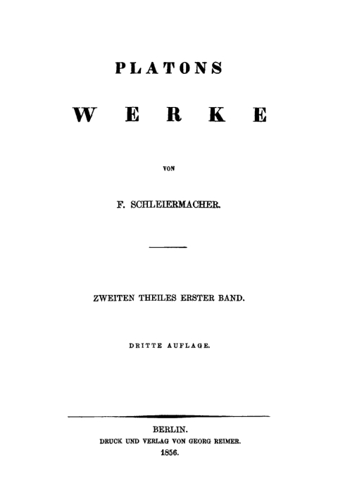 Cover image for book Plato: Platons Werke. Teil 2, Band 1