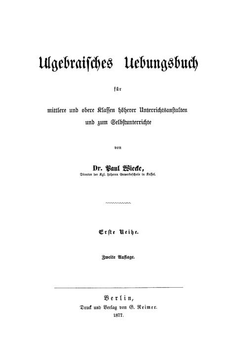 Cover image for book Algebraisches Uebengsbuch für mittlere und obere Klassen höherer Unterrichtsanstalten und zum Selbstunterricht