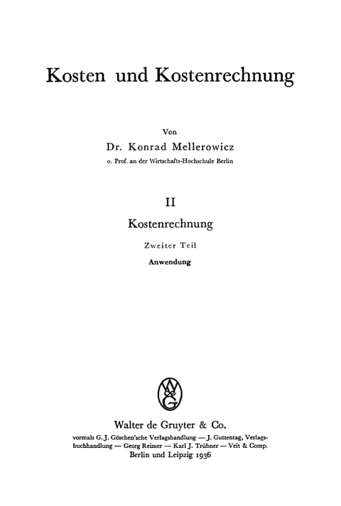 Cover image for book Kostenrechnung, Teil 2: Anwendung
