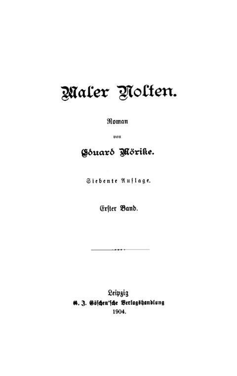Cover image for book Eduard Mörike: Maler Nolten. Band 1