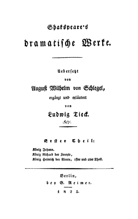 Cover image for book König Johann. König Richard der Zweyte. König Heinrich der Vierte. Theil 1 und 2
