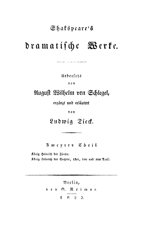 Cover image for book Könnig Heinrich der Fünfte. König Heinrich der Sechste, 1ter, 2ter und 3ter Theil