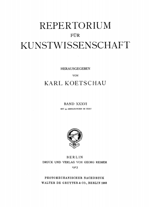 Cover image for book Repertorium für Kunstwissenschaft. Band 36