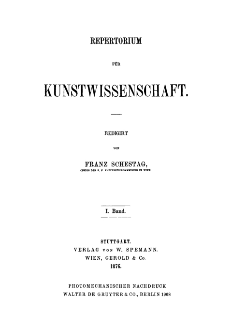 Cover image for book Repertorium für Kunstwissenschaft. Band 1