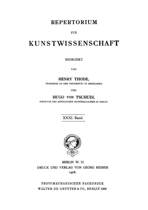 Cover image for book Repertorium für Kunstwissenschaft. Band 31