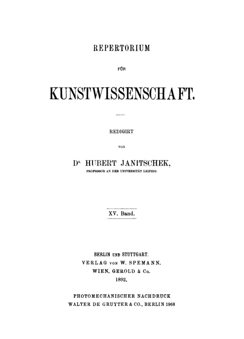 Cover image for book Repertorium für Kunstwissenschaft. Band 15