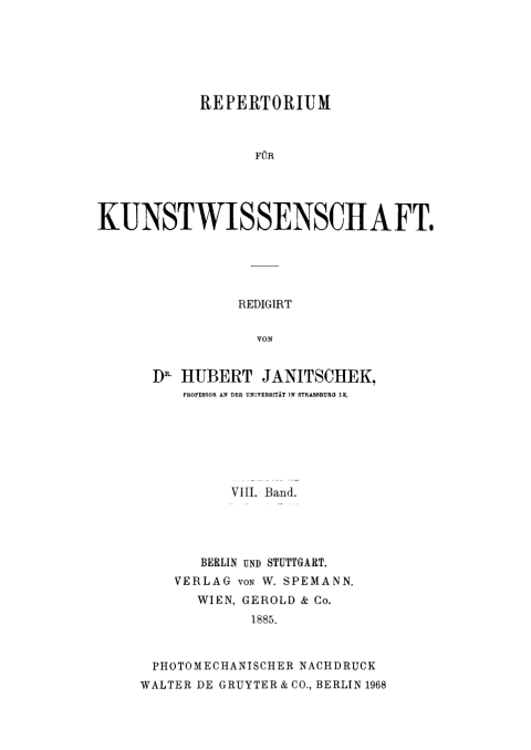 Cover image for book Repertorium für Kunstwissenschaft. Band 8