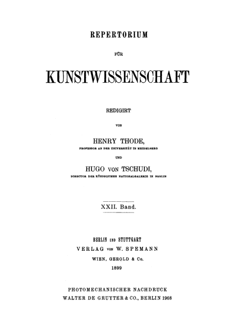Cover image for book Repertorium für Kunstwissenschaft. Band 22
