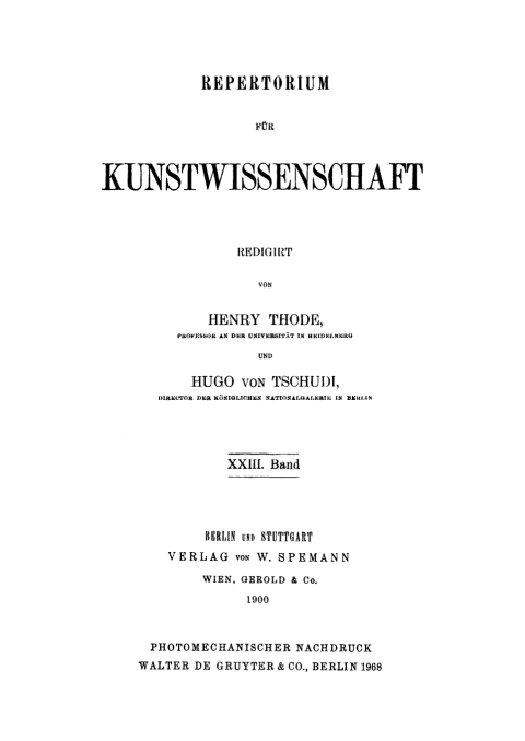 Cover image for book Repertorium für Kunstwissenschaft. Band 23