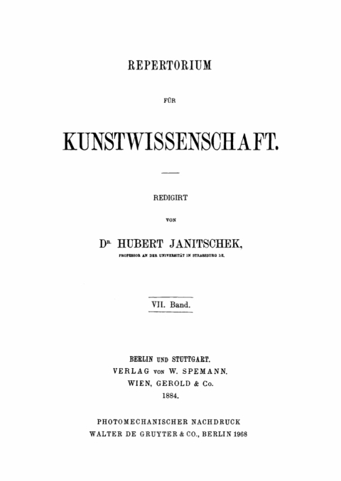 Cover image for book Repertorium für Kunstwissenschaft. Band 7