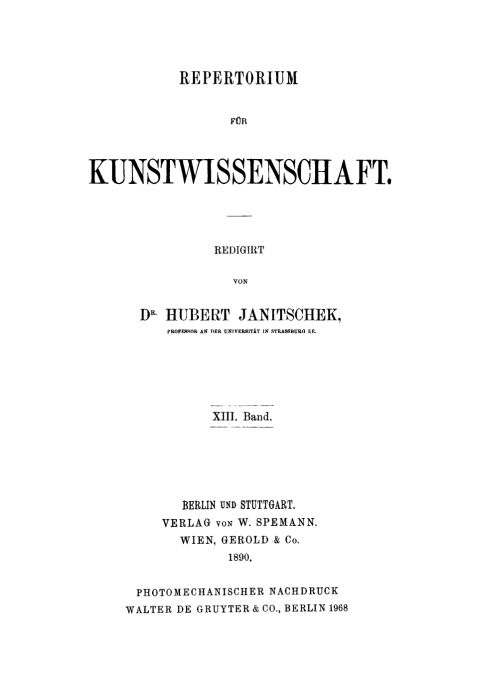 Cover image for book Repertorium für Kunstwissenschaft. Band 13