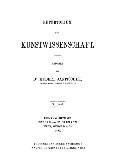 Cover image for book Repertorium für Kunstwissenschaft. Band 10