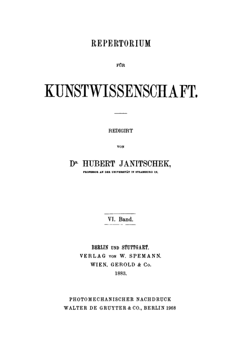 Cover image for book Repertorium für Kunstwissenschaft. Band 6