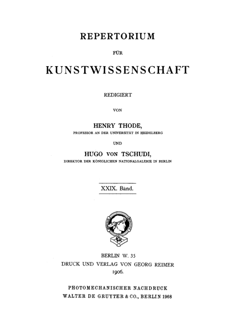 Cover image for book Repertorium für Kunstwissenschaft. Band 29