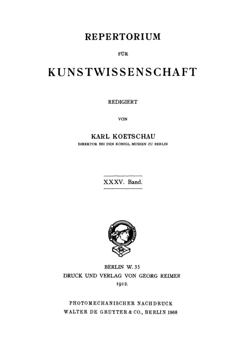 Cover image for book Repertorium für Kunstwissenschaft. Band 35