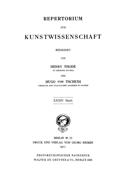 Cover image for book Repertorium für Kunstwissenschaft. Band 34