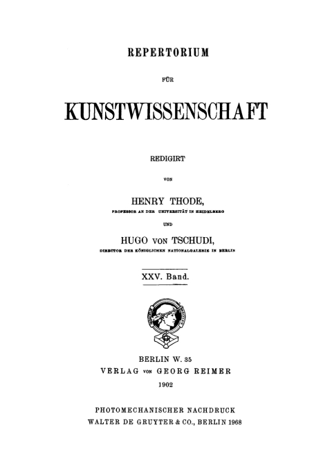 Cover image for book Repertorium für Kunstwissenschaft. Band 25