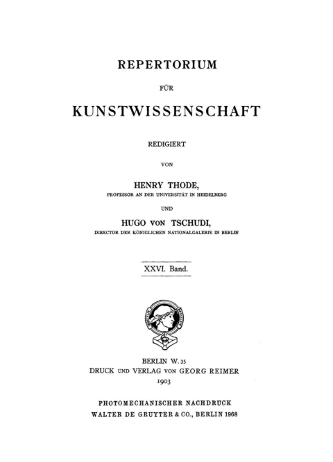 Cover image for book Repertorium für Kunstwissenschaft. Band 26