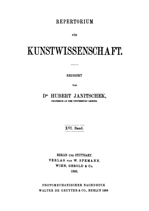 Cover image for book Repertorium für Kunstwissenschaft. Band 16