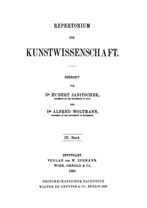 Cover image for book Repertorium für Kunstwissenschaft. Band 3